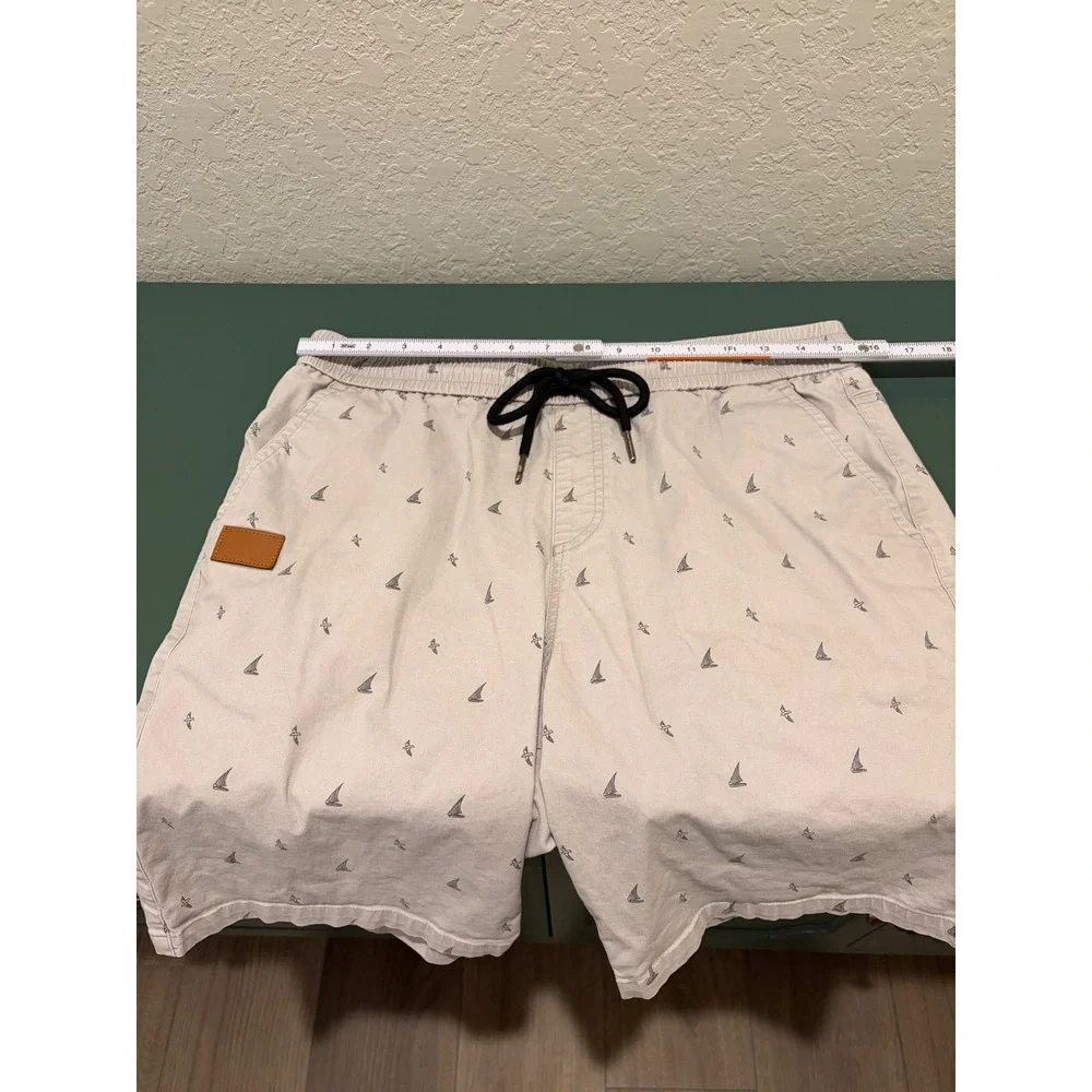 JMIERR Mens Sailboat Print Shorts Grey Size 34 Elastic Waist Drawstring Casual